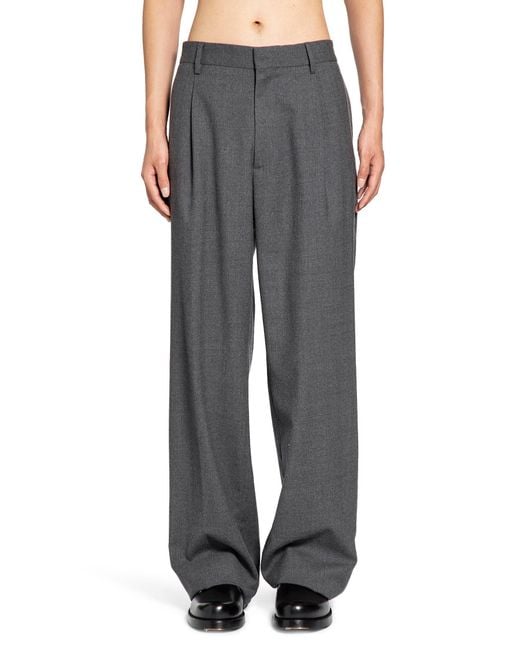 Lardini Gray Pleated Wool Trousers for men