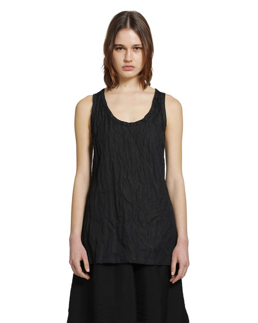 Totême Black Crinkled Cotton Tank Top