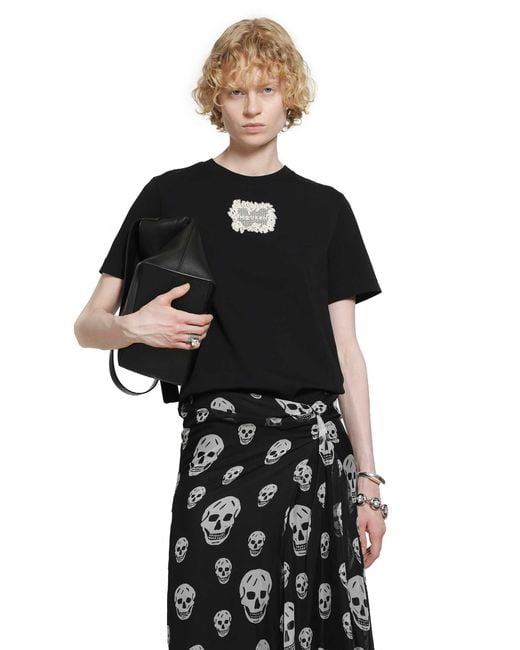 McQueen Black Embroidered Logo Patch T-Shirt