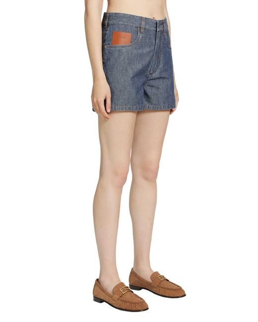 Fendi Blue Chambray Shorts