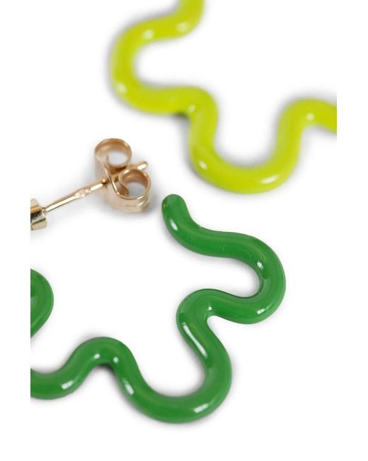 Bea Bongiasca Green Two-Tone Flower Earrings