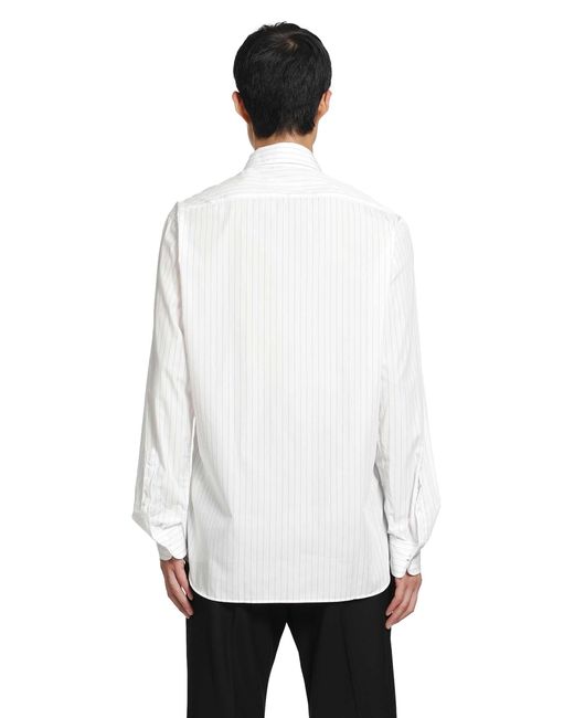 Lardini White Pinstriped Cotton Shirt for men
