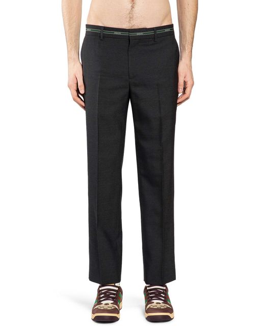 Gucci Black Wool Straight Leg Pants for men