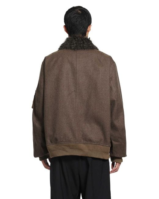 Sacai Brown Wool Melton Blouson Jacket for men