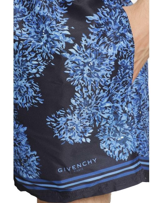 Givenchy Blue Swim Shorts With Pompom Print for men
