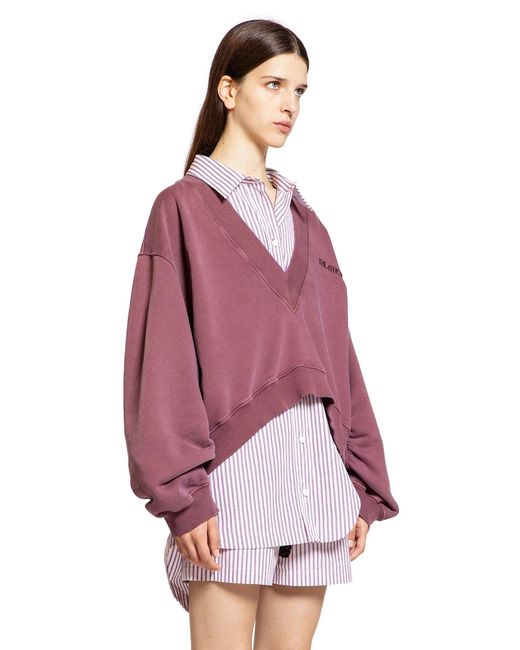The Attico Purple V-Neck Logo Sweatshirt