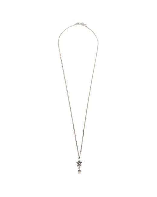 Emanuele Bicocchi Metallic Stella Notre Dame Pearl Necklace for men