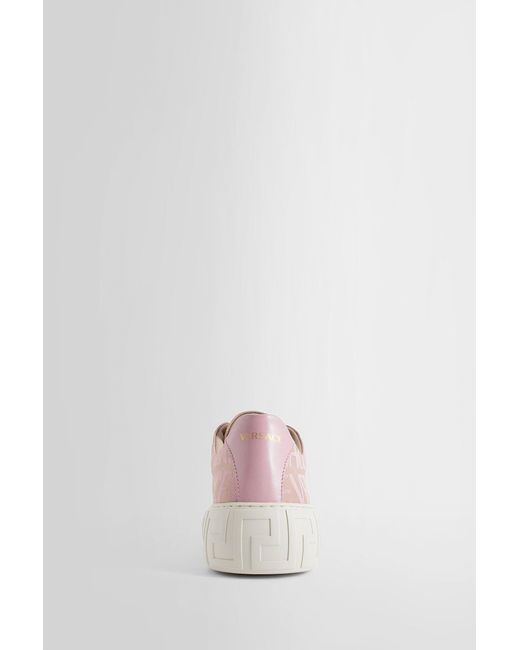 Versace Pink Greca Leather Low Top Sneakers