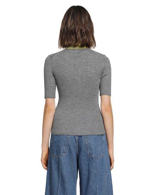 Jil Sander Gray Lightweight Ribbed Wool Polo