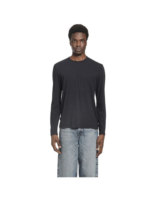 James Perse Black Long Sleeve Crewneck T-Shirt for men