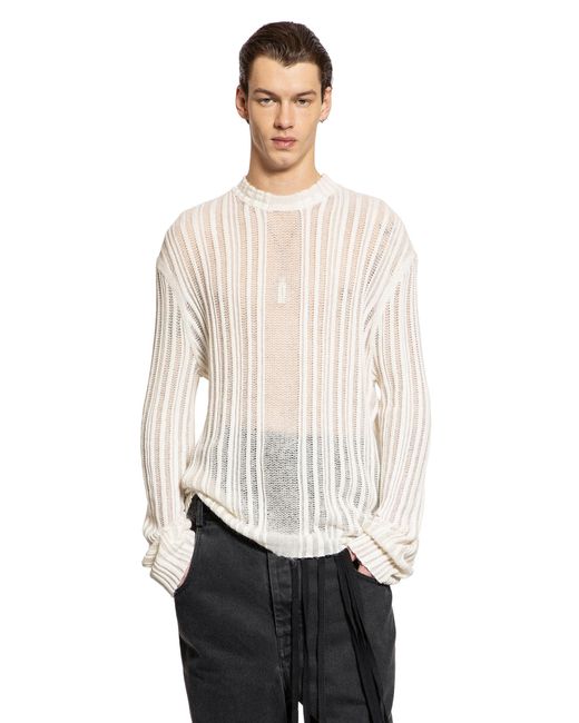 Ann Demeulemeester Natural Brushed Cotton Cashmere Silk Knit for men