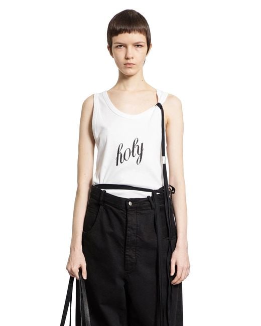 Ann Demeulemeester Seva 'Holy' Print Tank Top in White | Lyst