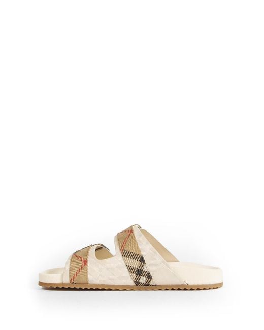 Burberry Natural Double Bouckle Checked Sandals