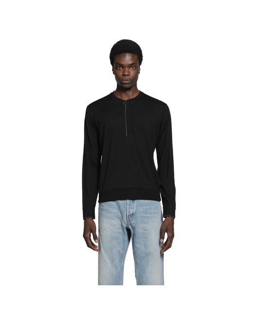 Tom Ford Black Wool Silk Cashmere Henley for men