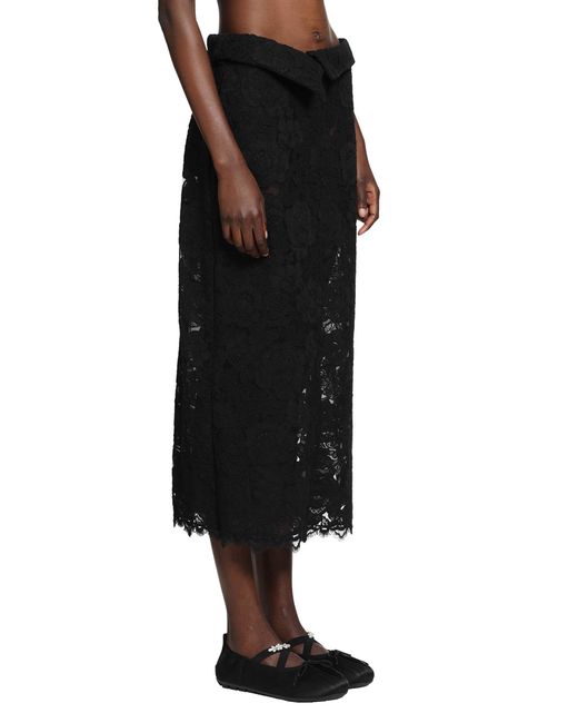 Simone Rocha Black Peeling Waist Column Skirt