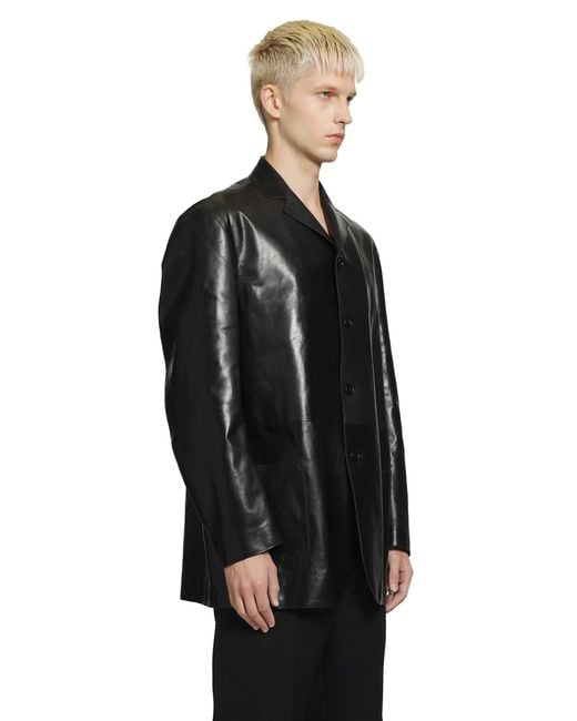 Jil Sander Black Soft Leather Jacket for men