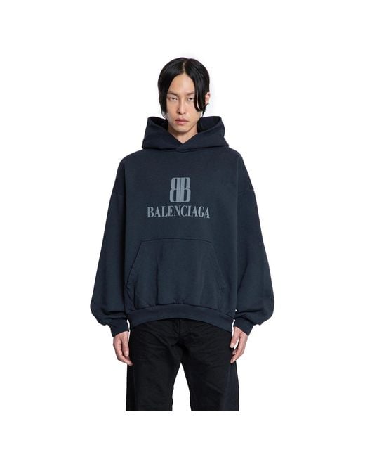 Balenciaga Blue Nano Bb Hoodie Medium Fit for men