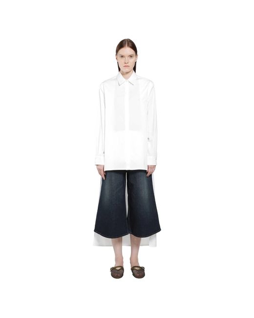 Alaïa White Asymmetric Cotton Poplin Shirt