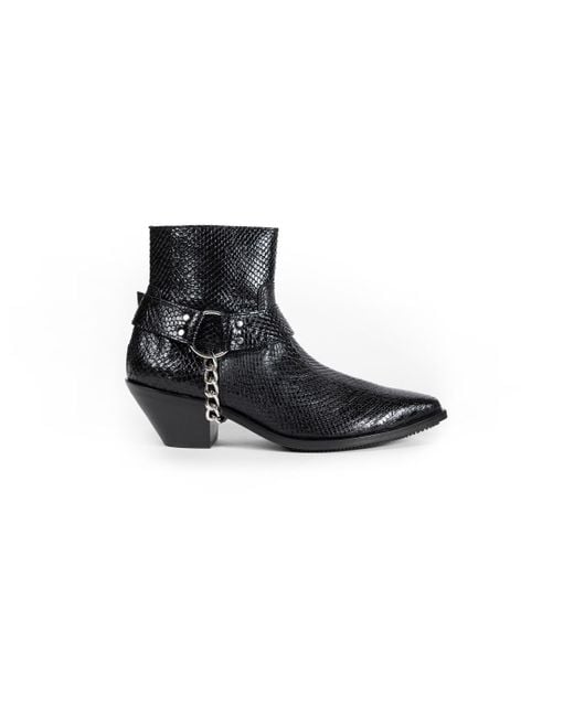 Junya Watanabe Black Snake Print Texas Ankle Boots