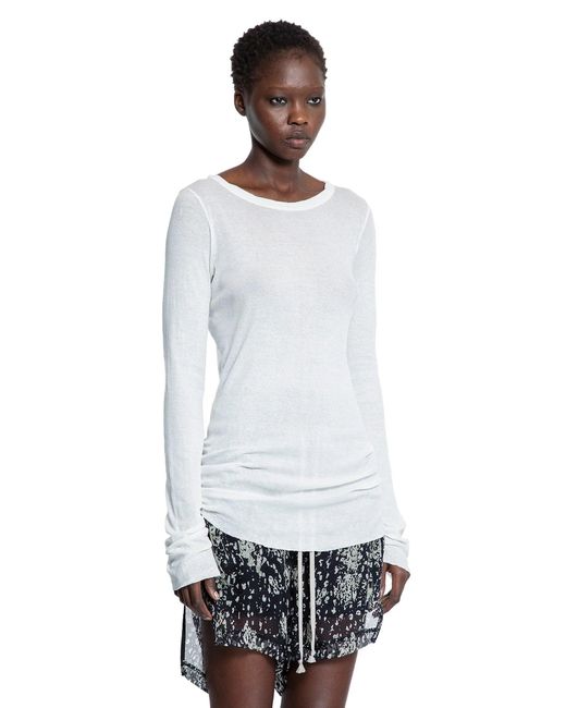 Rick Owens White Hollywood Rib Long Sleeve T