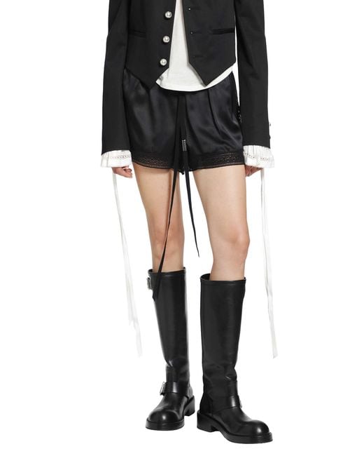 Ann Demeulemeester Black Anda Satin Lace Shorts