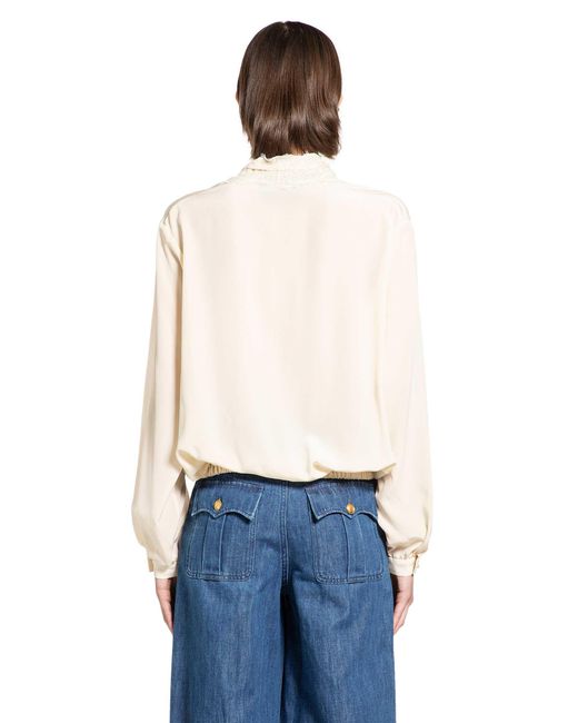 Valentino White Lace Neck Blouse