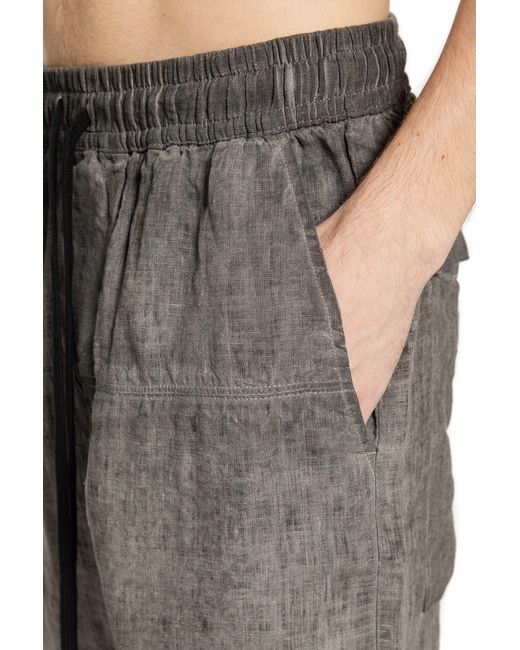 Thom Krom Gray Cropped Linen Trousers for men