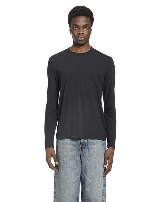 James Perse Black Long Sleeve Crewneck T-Shirt for men