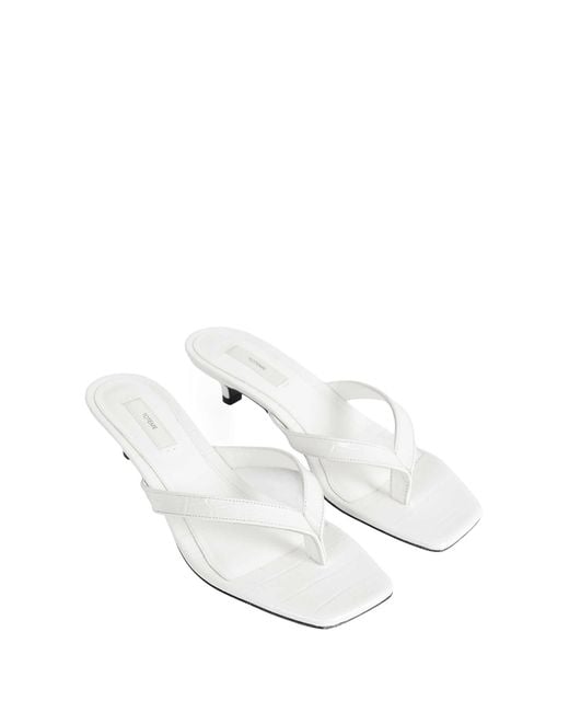 Totême White Croco-Embossed Heeled Flip Flops