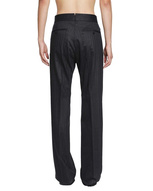 Tom Ford Blue Herringbone Stripe Wool Trousers for men