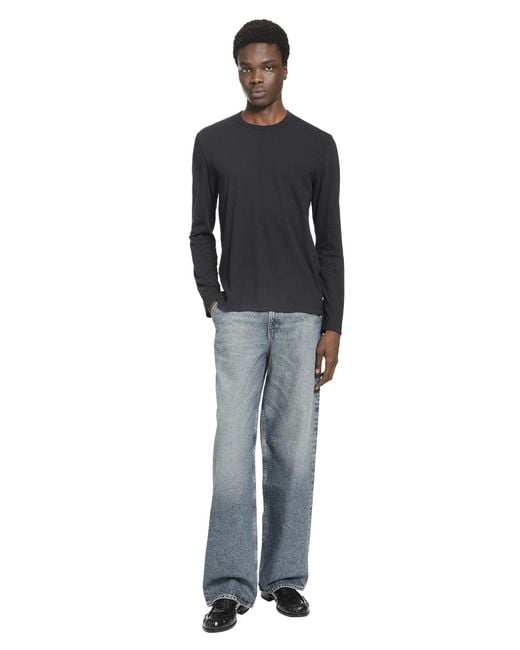 James Perse Black Long Sleeve Crewneck T-Shirt for men
