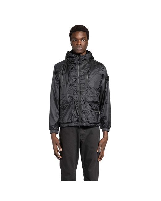 Stone Island Black 4100057 Light Ripstop Windbreaker for men