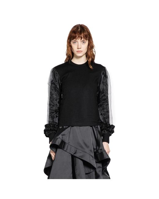 Noir Kei Ninomiya Black Wool Jersey And Tulle Long Sleeve T-Shirt