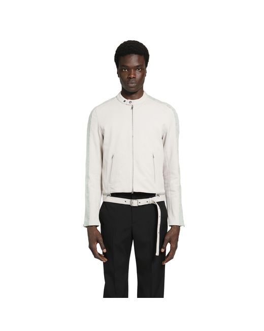 Acne White Twill Biker Jacket for men