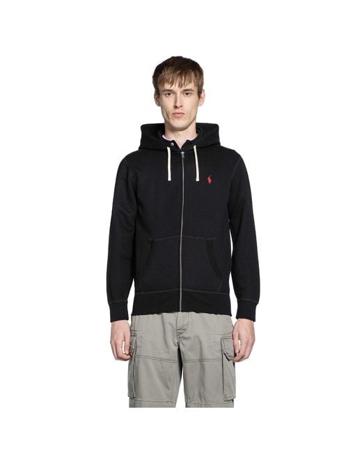 Polo Ralph Lauren Black The Rl Fleece Zip-Up Hoodie for men