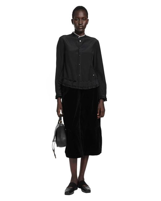 Renli Su Black Silk And Cotton Fitted Blouse