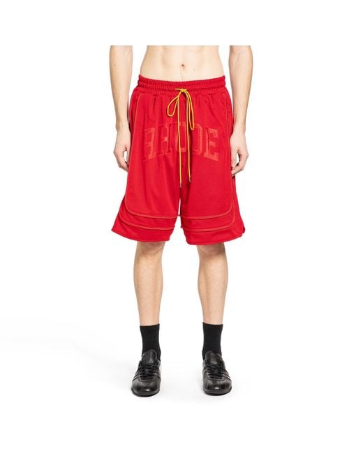Rhude Baggy Mesh Collegiate Shorts in Red for Men | Lyst