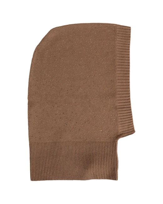 Max Mara Brown Cashmere And Rhinestone Balaclava