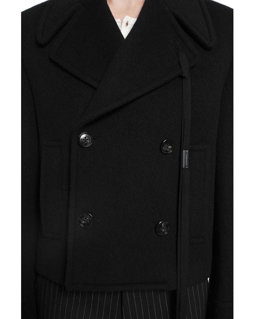 Ann Demeulemeester Black Dalmar Double-Breasted Short Caban for men
