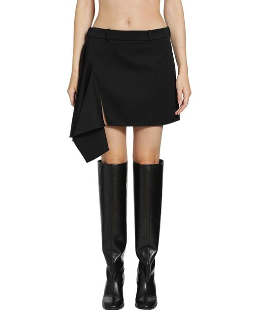 Givenchy Black Wool Slashed Mini Skirt