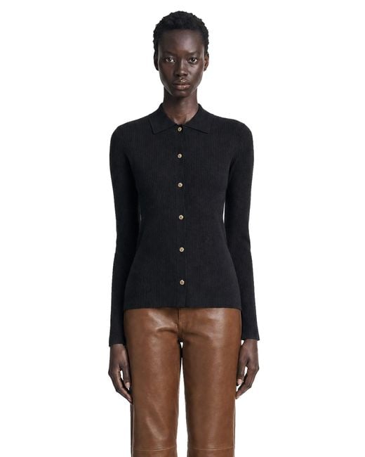 Max Mara Black Woollen Yarn Fitted Cardigan