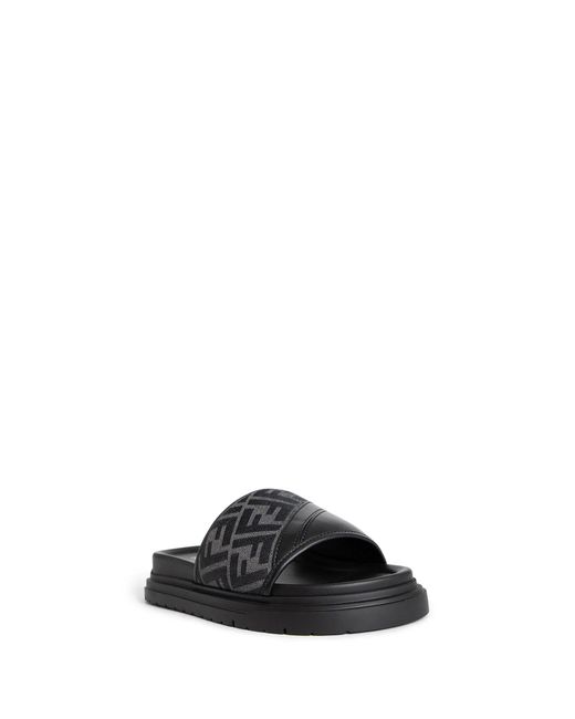Fendi Black Diagonal Slides for men