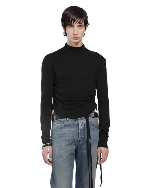 Ann Demeulemeester Black Lenart Wrinkled Mock Neck Top for men