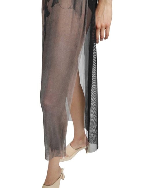 IA London Brown Sheer Slip Midi Dress