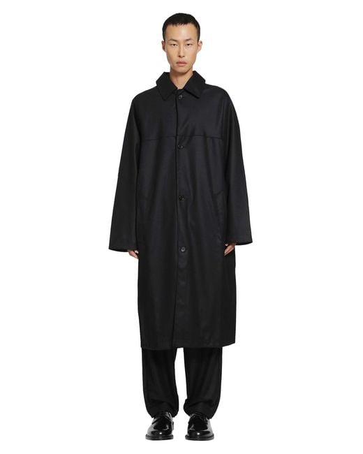 ROSE BURRITO Black Wool Flannel Coat for men