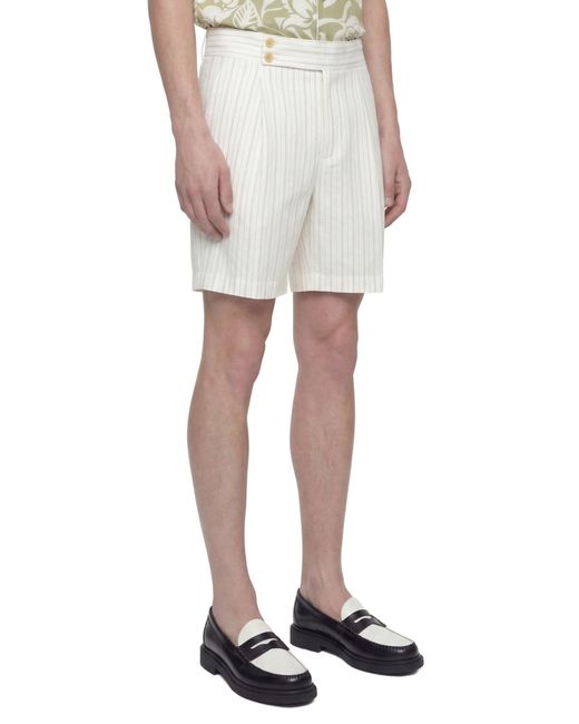 Hed Mayner White Pinstriped Wool Shorts for men