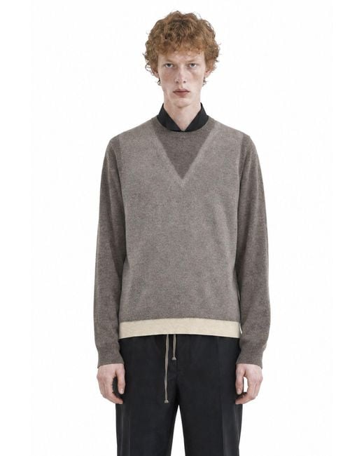 Maison Margiela Gray Fused Knit Wool Crewneck Sweater for men
