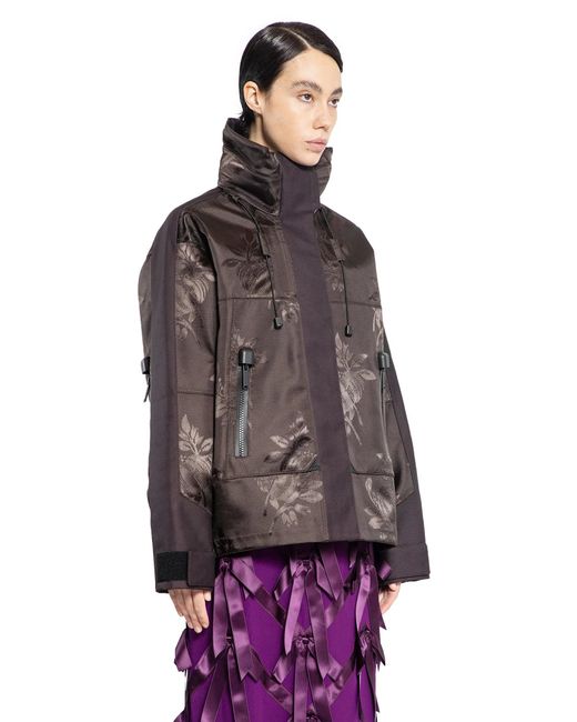 Prada Brown Floral Jacquard Nylon Jacket