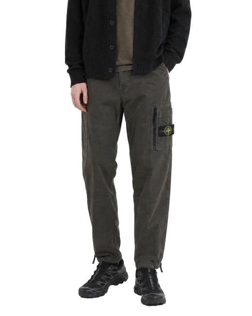 Stone Island Black 3100015 Cotton Ripstop Cargo Pants for men