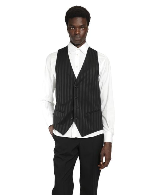 Ann Demeulemeester Black Juikko Striped Satin Waistcoat for men